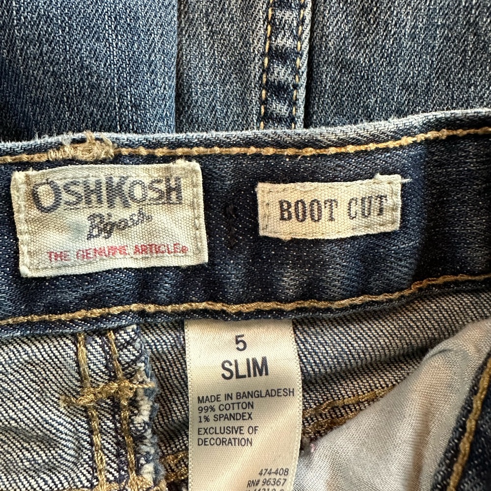 OshKosh Girls Size 5 Slim Bootcut Jeans Blue Denim Stretch Adjustable Fit - Picture 7 of 10